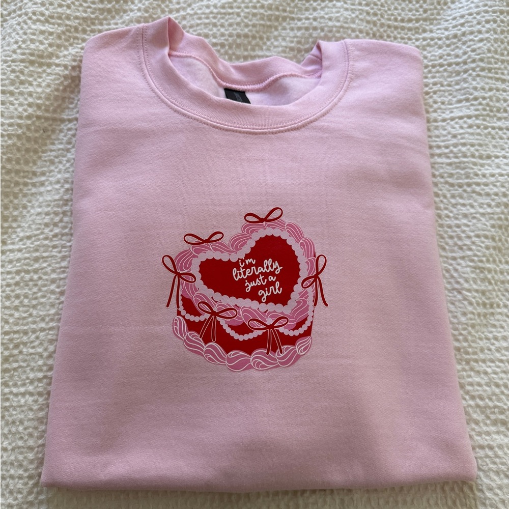 Literally Just A Girl Light Pink Crewneck